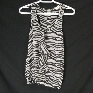 DYNAMITE | small | Zebra Print Sleeveless Blouse | Zip-Up Back Closure
